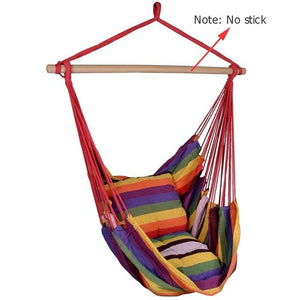 Garden Hanging Chair Swinging Indoor Outdoor Hammocks Thick Canvas Dormitory Swing With 2 Pillows Hammock Without Wooden Sticks