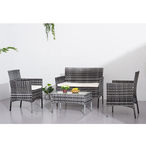 Panana Rattan Sofa Chair Table Set of 4 Hot Sale Wicker Garden Furniture Coffee Table Rattan Sofa Chair Stool Fast Delivery