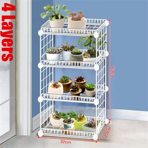 Household Wrought Iron Multi-layer Plant stand With Four Sides Of  Fence Rack Balcony Indoor Garden Flower Pot Shelf  Detachable