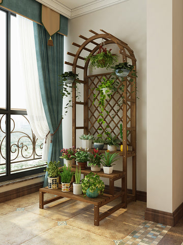 Floor flower stand wooden balcony flower rack solid wood flower rack indoor plant stand for living room flower pot plant rack