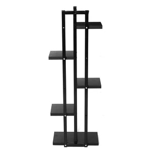 Modern Style 5 Layers Flower Stand Flower Pots Shelf Steel Black Wood Flowerpot Holder for Balcony Plant Shelf For Living Room