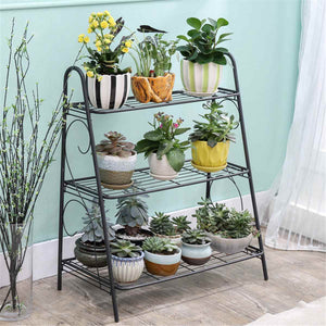 Iron 3-layers Plant Stand Succulent Shelf Rack Balcony Simple Indoor Garden Flower Pot Shelf Shoes Rack Book Shelf Home Decor