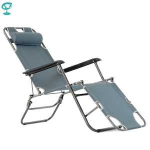 95636 Barneo PFC-12 Gray Folding Reclining Garden Deck Chair Sturdy Tubular Steel Frame Hard-Wearing Textoline Fabric Adjustable