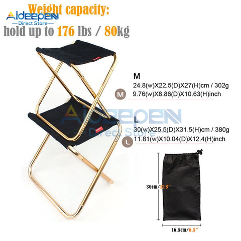 Aluminum Outdoor Folding Fishing Chair Ultra Light Weight Portable Folding Camping Picnic Stool Fishing Chair With Storage Bag