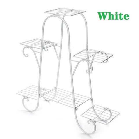 6 Layers European Wrought Iron Flower Stand Indoor Multi-story Flower Stand Rack Floor-standing Balcony Flower Pot Shelves