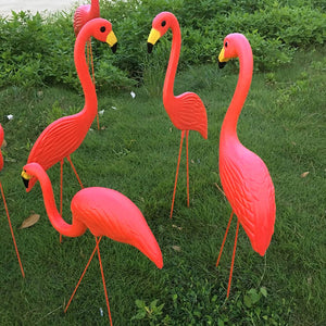 Flamingo Figurines Plastic Arts Lifelike Flamingo Ornament Flamingo Lawn Decoration Wedding Garden Ornaments Artificial Yard