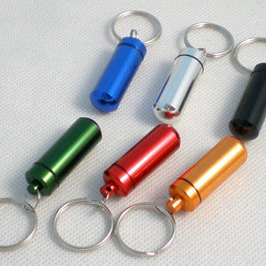 Free shipping 1pcs can choose 6colors Aluminium Pill box case Cache Container Geocache Geocaching Key rings keychain holder vial