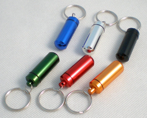 Free shipping 1pcs can choose 6colors Aluminium Pill box case Cache Container Geocache Geocaching Key rings keychain holder vial