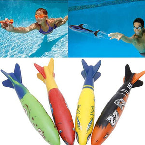 4 Pcs Torpedo Rocket Throwing Toy Swimming Pool Diving Game Summer Torpedoes Bandits Children Underwater Dive Toy