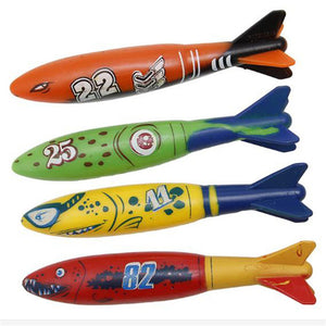 4 Pcs Torpedo Rocket Throwing Toy Swimming Pool Diving Game Summer Torpedoes Bandits Children Underwater Dive Toy