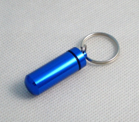 Free shipping 1pcs can choose 6colors Aluminium Pill box case Cache Container Geocache Geocaching Key rings keychain holder vial