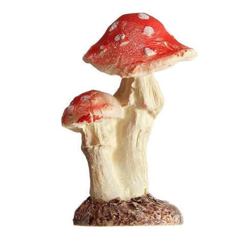 BESTOYARD 3 Head Red Mushroom Toadstool Miniature Fairy Garden Terrarium Figurine Dollhouse Decor