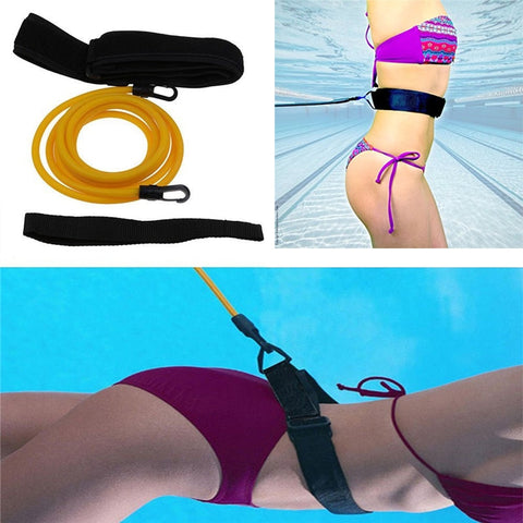 Adjustable Swim Training Resistance Belt Adult Kids Swimming Bungee Exerciser Leash Mesh Pocket Safety Swimming Pool Accessories