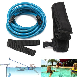 Adjustable Swim Training Resistance Belt Adult Kids Swimming Bungee Exerciser Leash Mesh Pocket Safety Swimming Pool Accessories