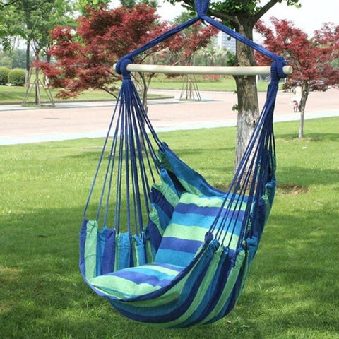 Hammock Hanging Rope Chair Garden Hanging Chair Swing Chair Seat with 2 Pillows for Garden Use (Stick not include)